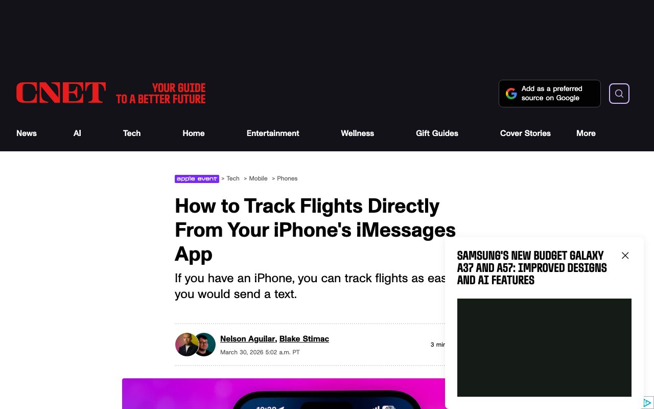Screenshot of How to Track Flights Directly From Your iPhone's iMessages App